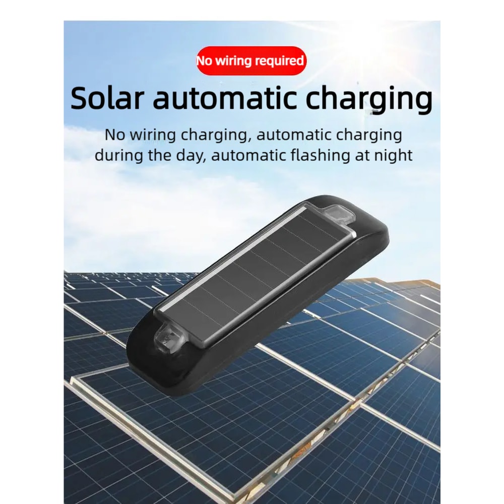 Solar Powered LED Warning Light Wireless Anti-Theft Caution Lamp for Car Security