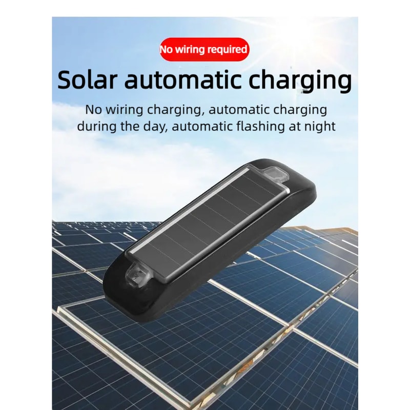 Solar Powered LED Warning Light Wireless Anti-Theft Caution Lamp for Car Security