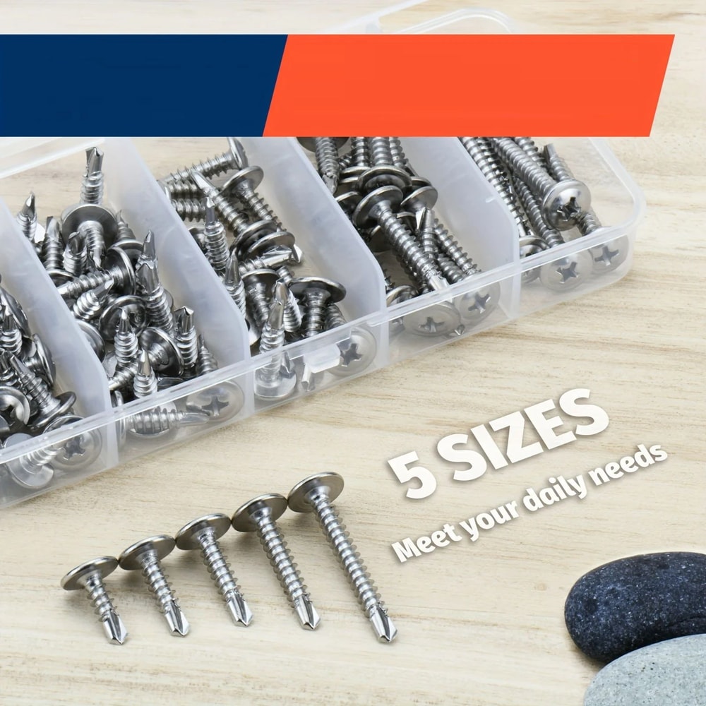 Stainless Steel Truss Head Sheet Metal Screws Assortment Kit For Metal Plastic And Wood SelfTapping 2
