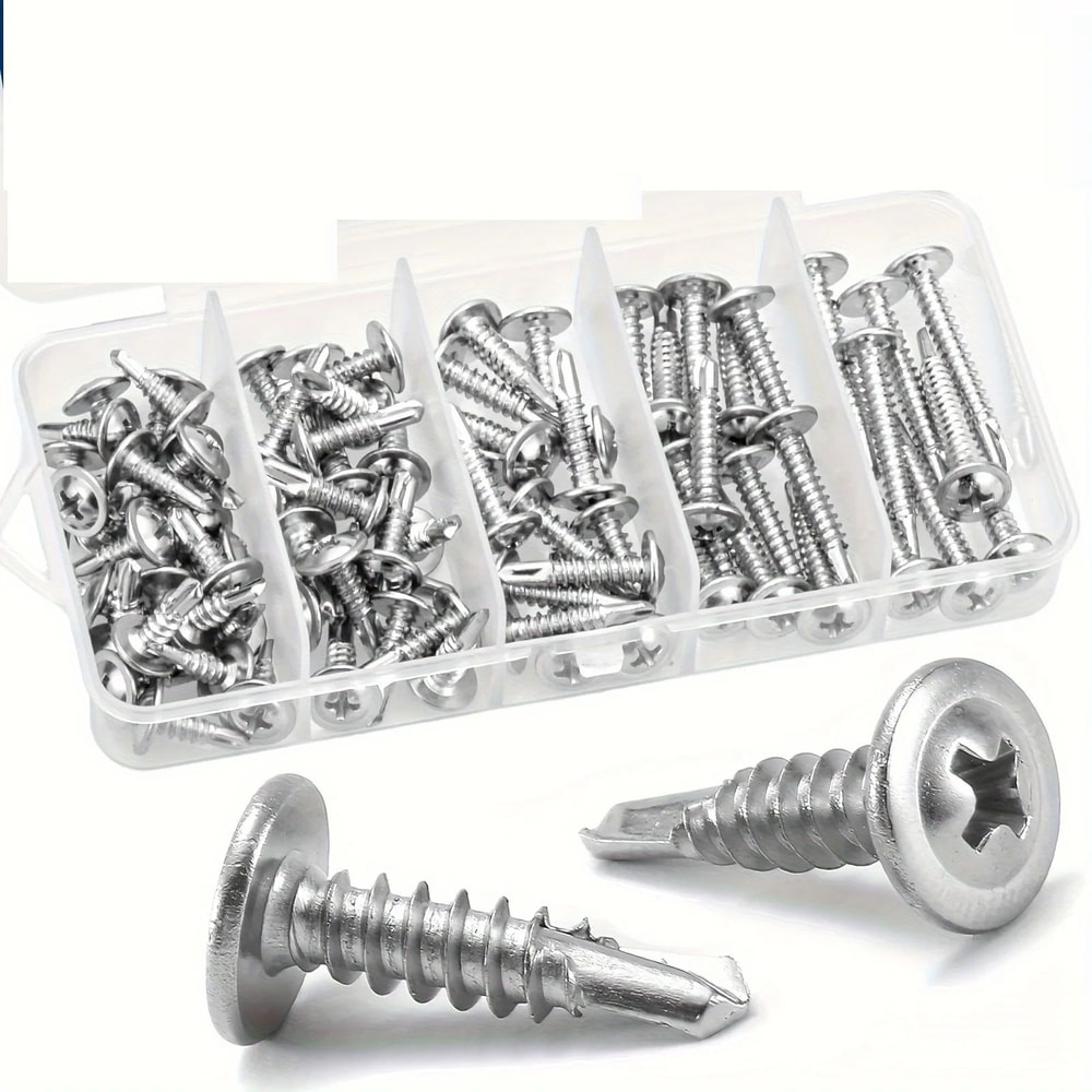 Stainless Steel Truss Head Sheet Metal Screws Assortment Kit For Metal Plastic And Wood SelfTapping 0