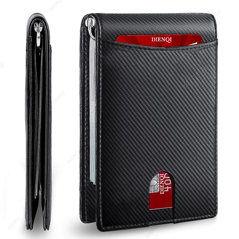 Slim RFID-Blocking Leather Wallet for Mens Compact Bifold Credit Card Holder Money Clip