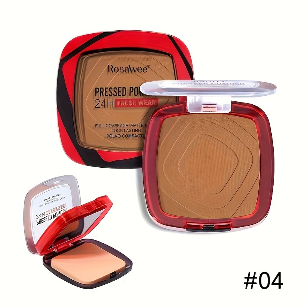 Matte Full Coverage Pressed Powder Foundation with Puff Applicator Fresh Wear Weightless Finishing Powder Makeup