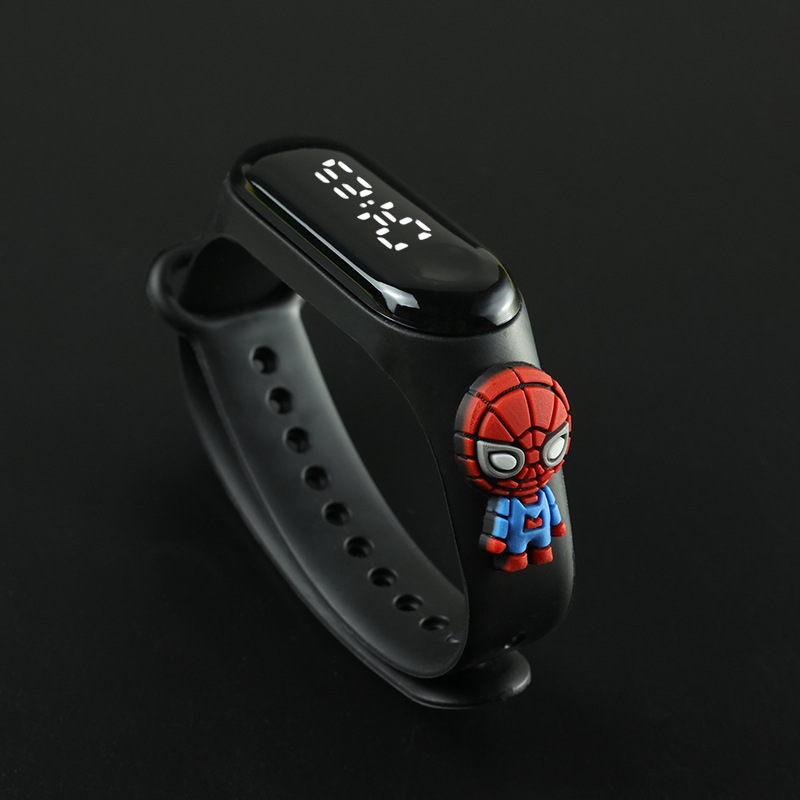 Fashion Mickey LED Childrens Watch for Girls Waterproof Sports Touch Screen Bracelet with Spiderman Doll Design