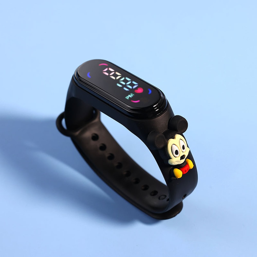 Fashion Mickey LED Childrens Watch for Girls Waterproof Sports Touch Screen Bracelet with Spiderman Doll Design