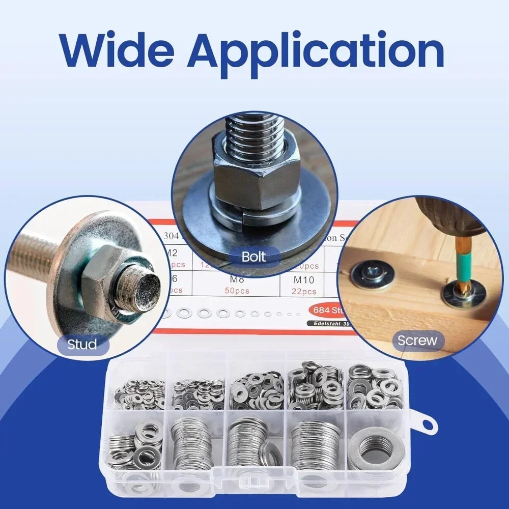 Stainless Steel ORing Fastener And Gasket Set Complete Assortment Of Flat Washers Grommets 3