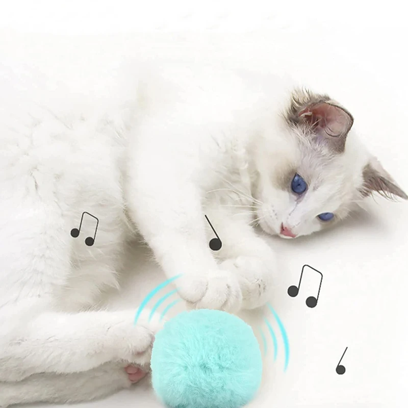 Interactive Electric Catnip Toy for Kittens Plush, Squeaky Ball with Sound Motion