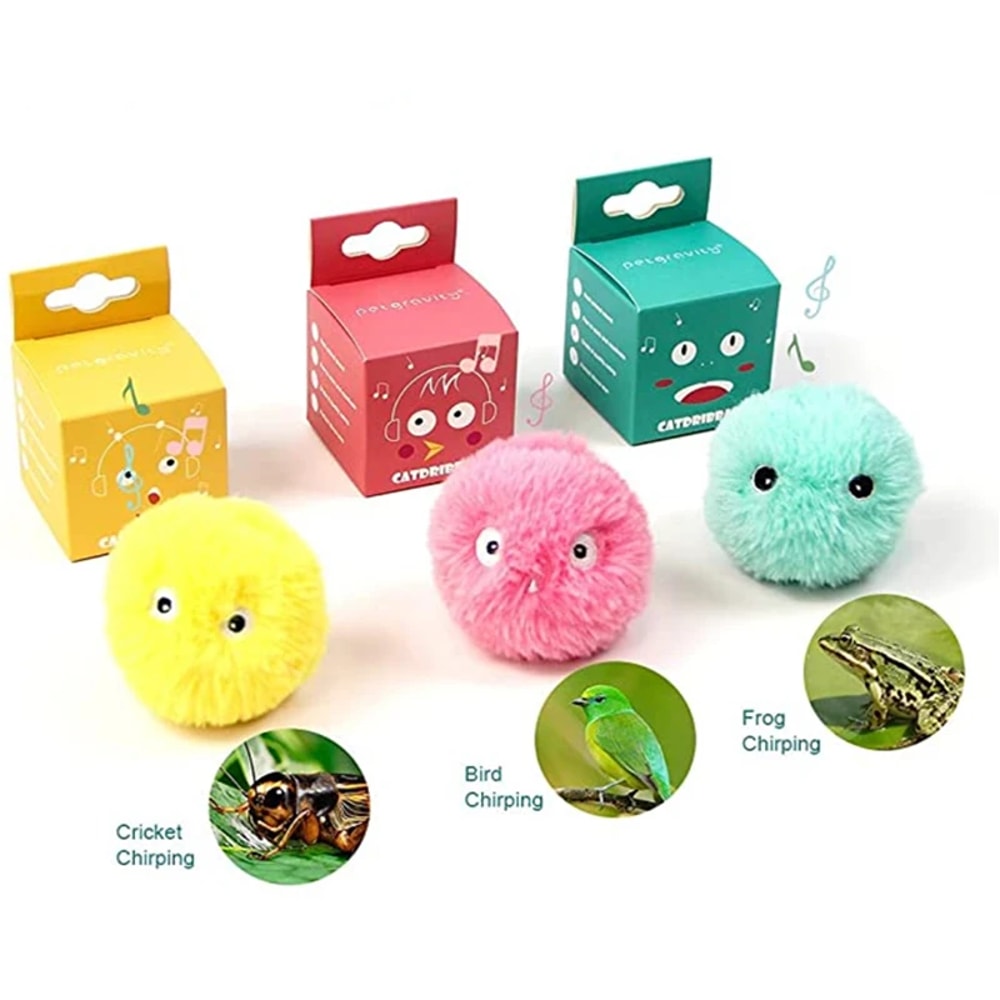 Interactive Electric Catnip Toy for Kittens Plush, Squeaky Ball with Sound Motion