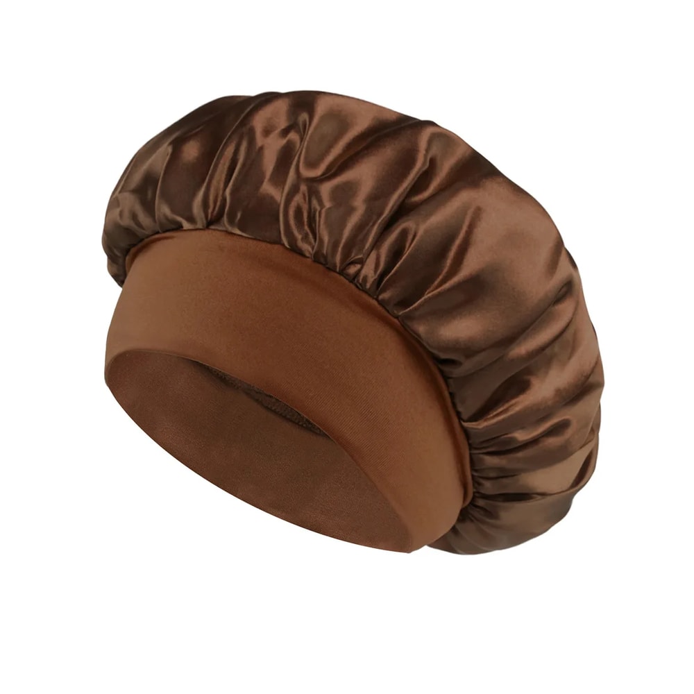 Silk Satin Bonnet for Sleeping Wide-Brimmed Hair Care Hat with Soft Elastic Band for Women