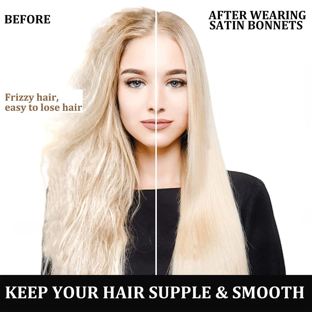 Silk Satin Bonnet for Sleeping Wide-Brimmed Hair Care Hat with Soft Elastic Band for Women