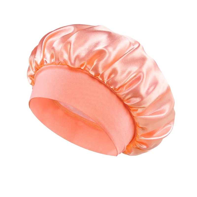 Silk Satin Bonnet for Sleeping Wide-Brimmed Hair Care Hat with Soft Elastic Band for Women