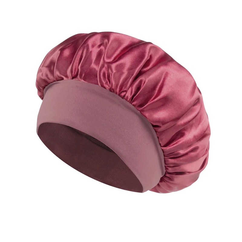 Silk Satin Bonnet for Sleeping Wide-Brimmed Hair Care Hat with Soft Elastic Band for Women