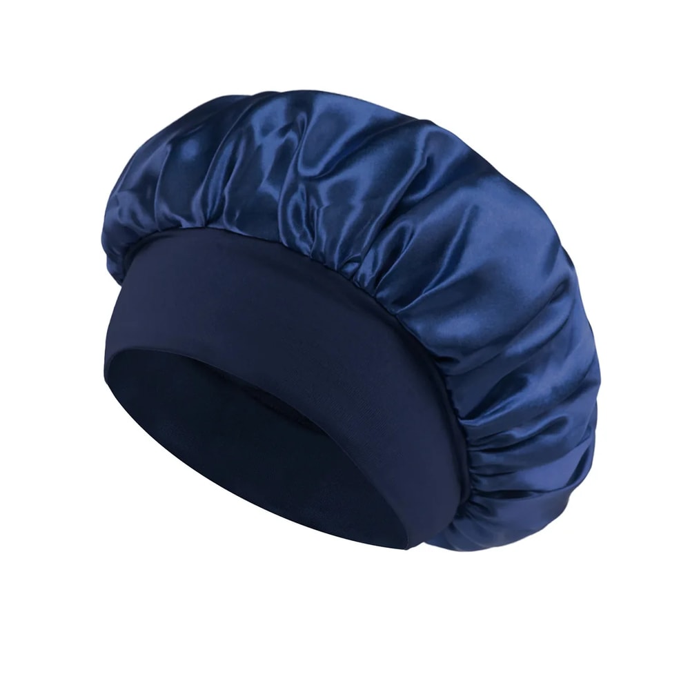 Silk Satin Bonnet for Sleeping Wide-Brimmed Hair Care Hat with Soft Elastic Band for Women