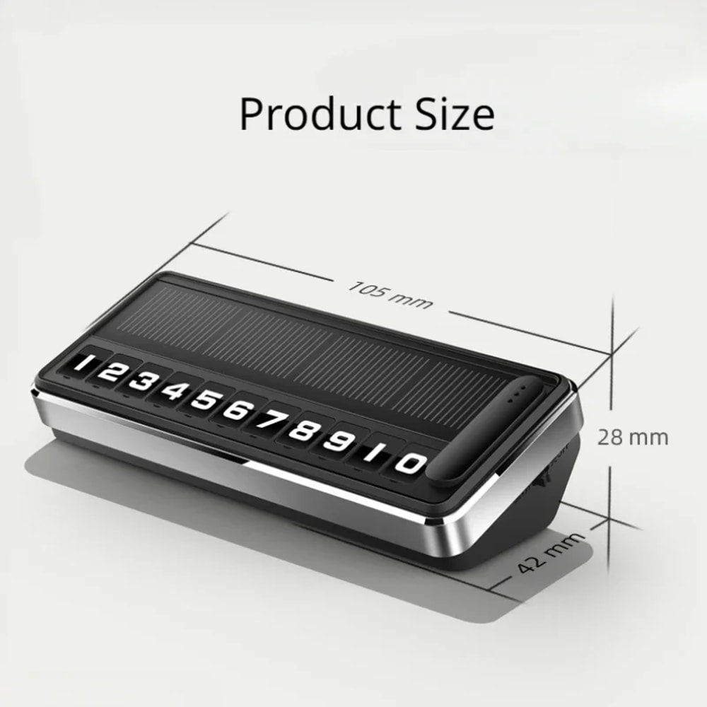 Solar-Powered Car Parking Number Plate LED Lighting Temporary Parking Card for Cars