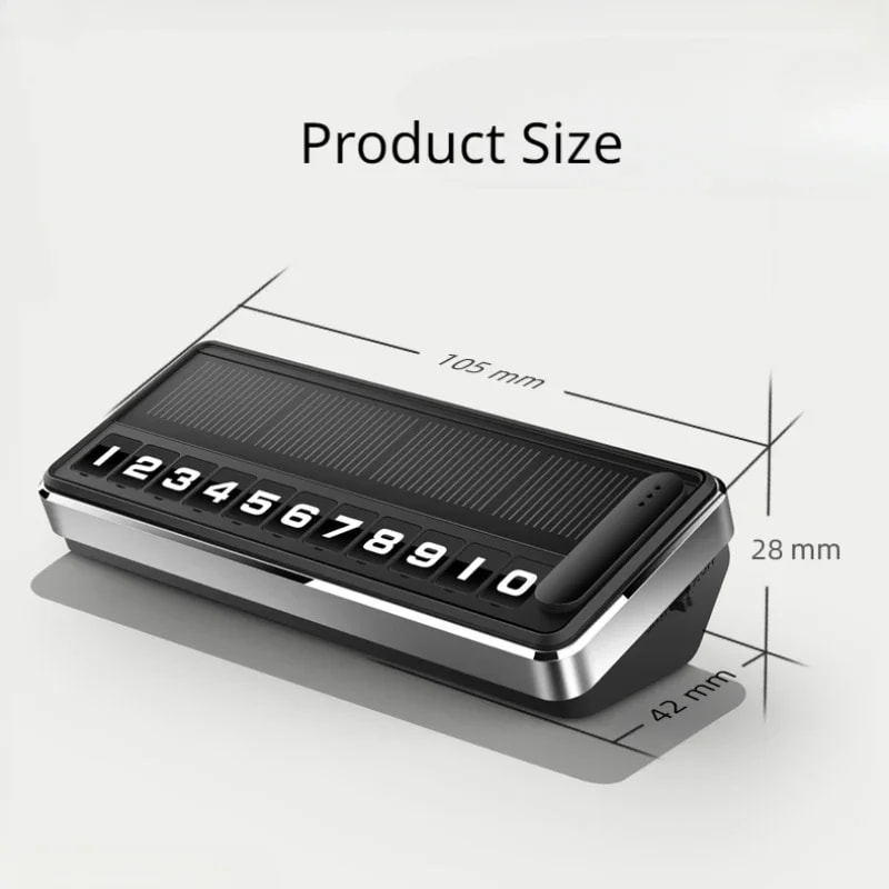 Solar-Powered Car Parking Number Plate LED Lighting Temporary Parking Card for Cars