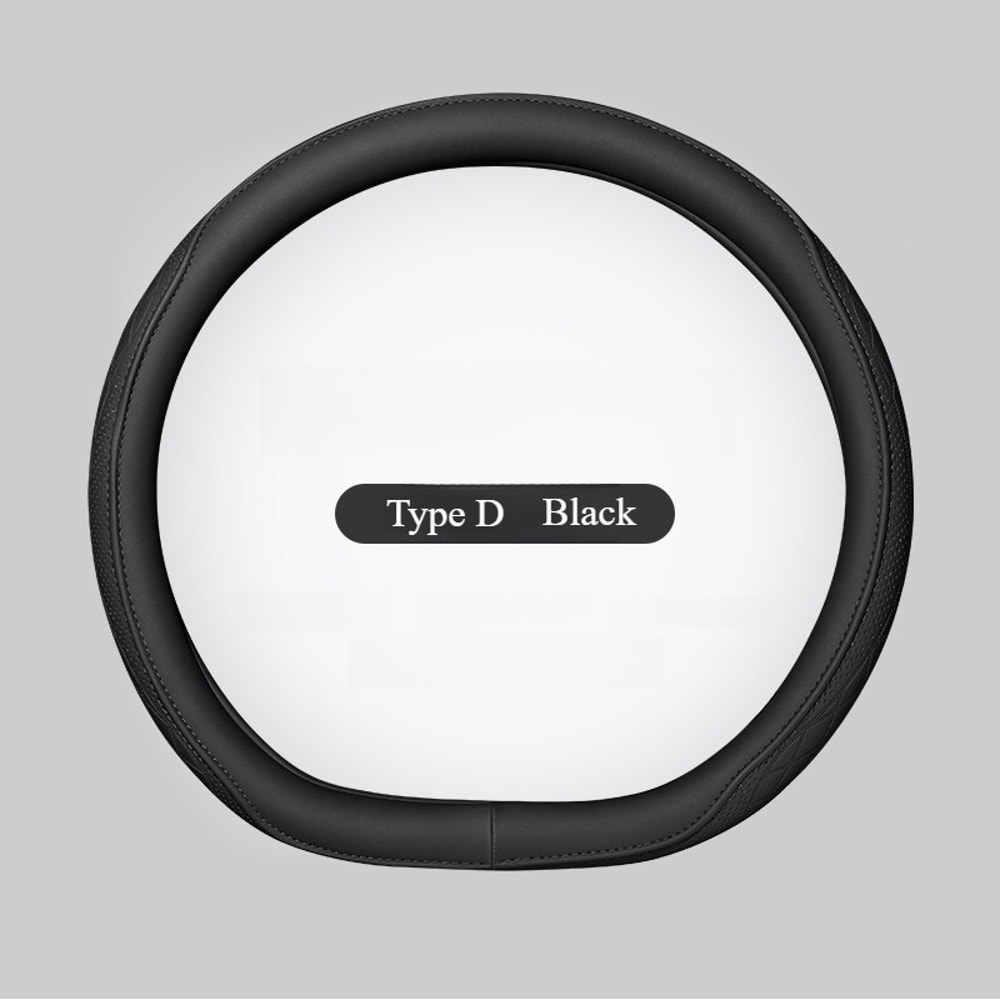 Napa Leather Perforated Steering Wheel Cover, Non-slip, Breathable, Universal Fit for Cars