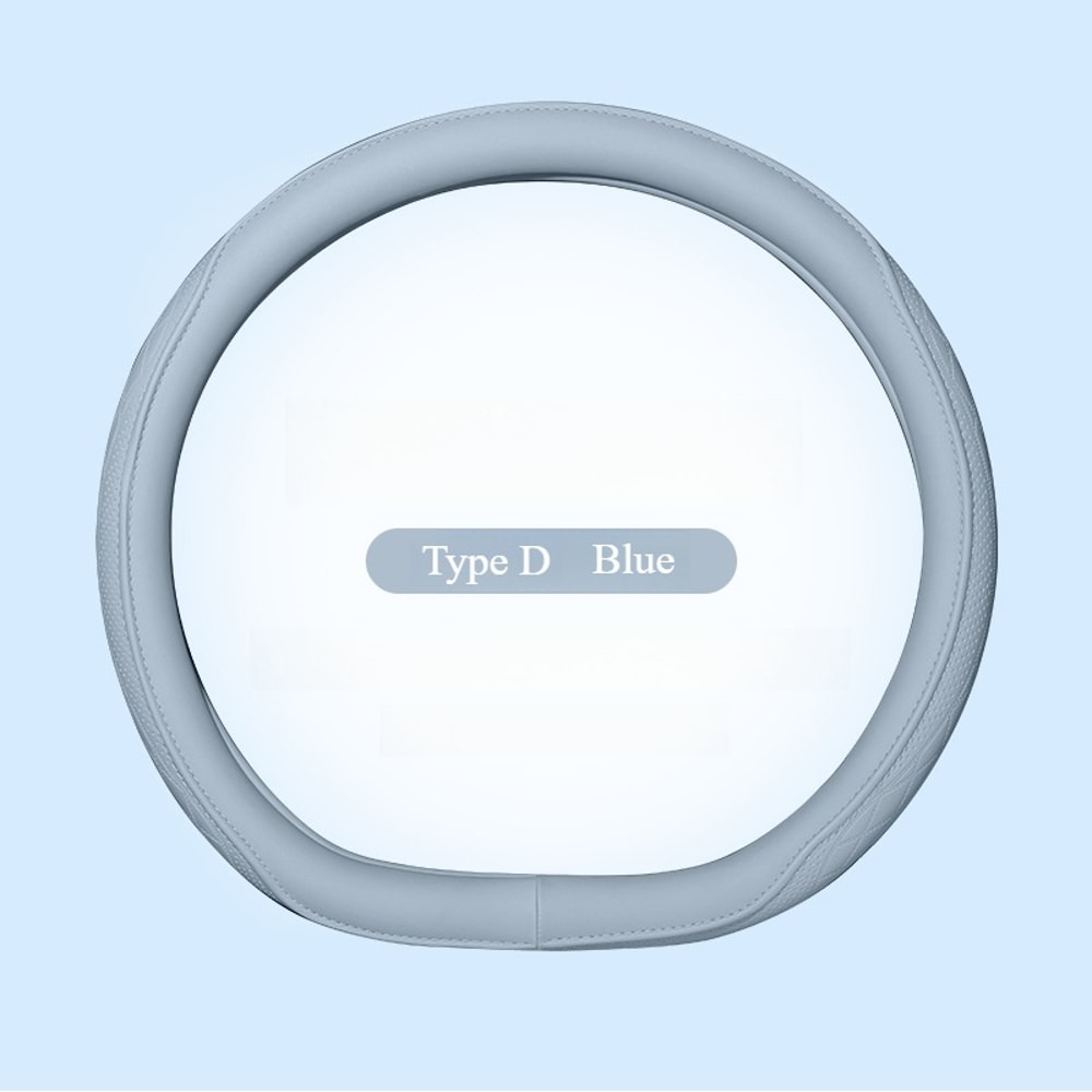 Napa Leather Perforated Steering Wheel Cover, Non-slip, Breathable, Universal Fit for Cars