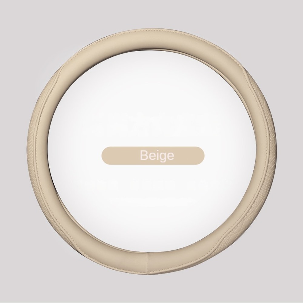 Napa Leather Perforated Steering Wheel Cover, Non-slip, Breathable, Universal Fit for Cars