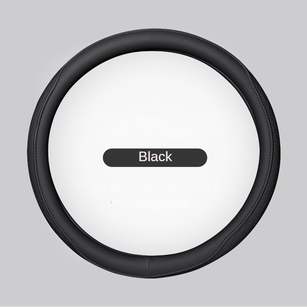 Napa Leather Perforated Steering Wheel Cover, Non-slip, Breathable, Universal Fit for Cars