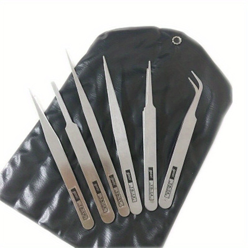 Precision Stainless Steel Tweezers Industrial Repair Tool, Bent Straight Tweezers for Accurate Work