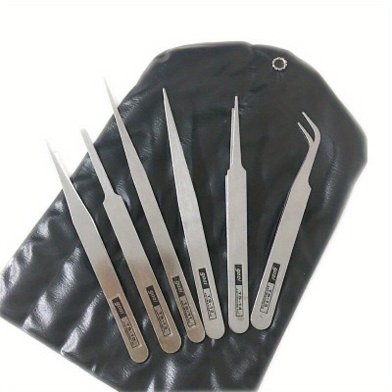 Precision Stainless Steel Tweezers Industrial Repair Tool, Bent Straight Tweezers for Accurate Work