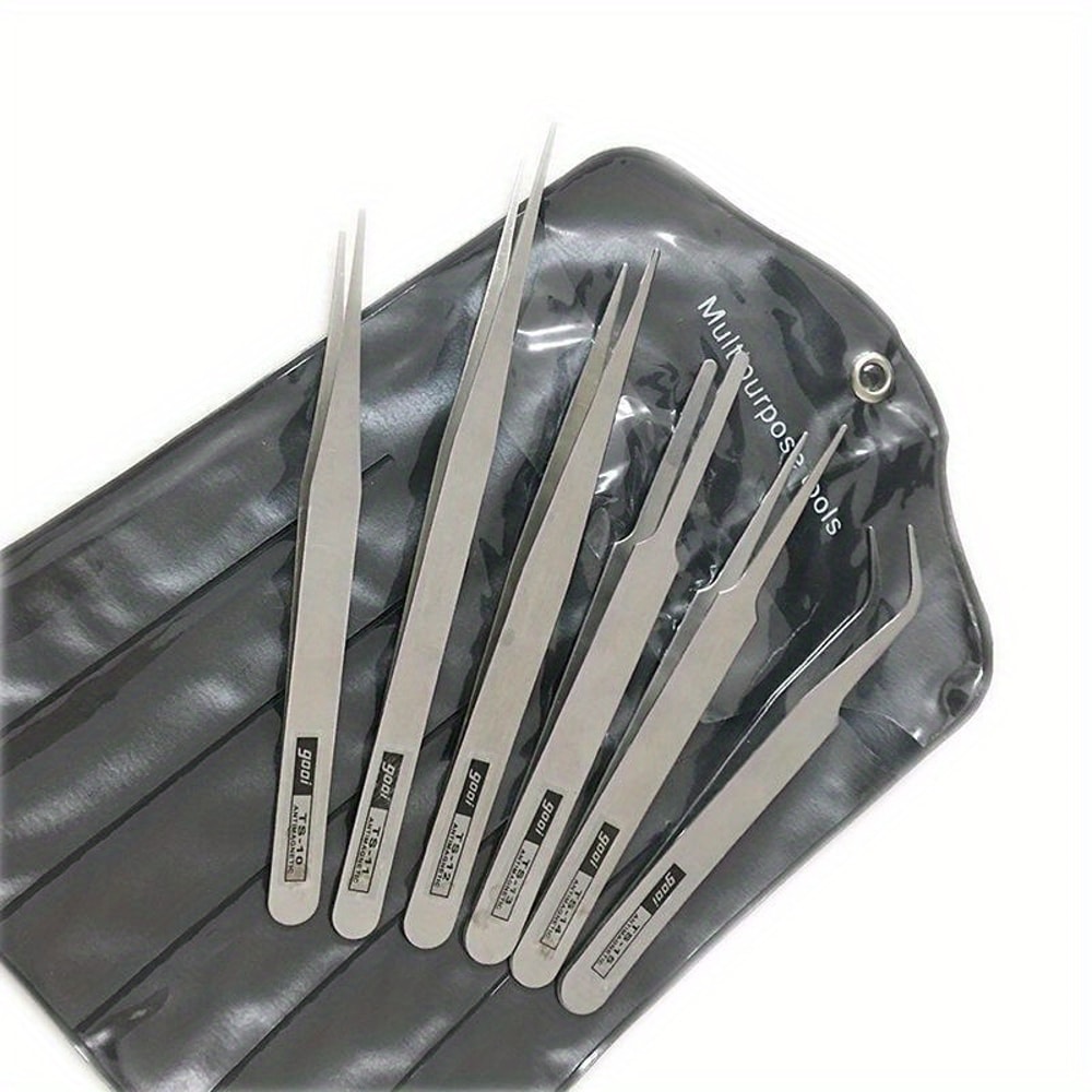 Precision Stainless Steel Tweezers Industrial Repair Tool, Bent Straight Tweezers for Accurate Work