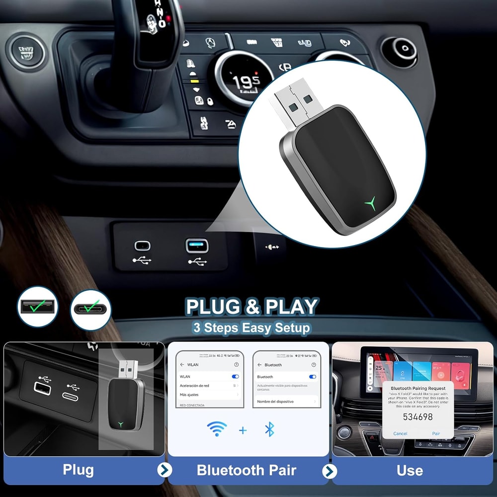 Wireless CarPlay Android Auto Wireless Adapter Box Automatic Connection Plug And Play Bluetooth Don 4