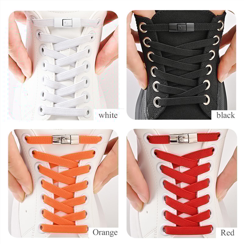 Elastic No Tie Shoe Laces For Sneakers Press Lock Shoelaces For Kids And Adults 4