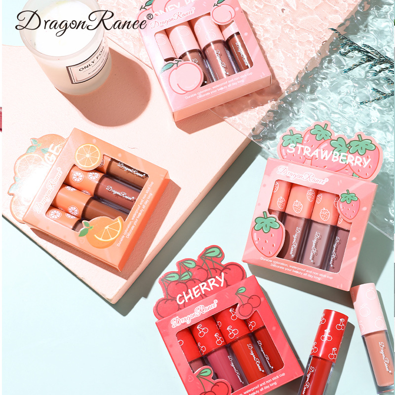 Velvet Matte Lip Gloss Set Non-Stick, Long-Lasting, Fruit Scented Lip Tint for Smooth Lightweight Wear