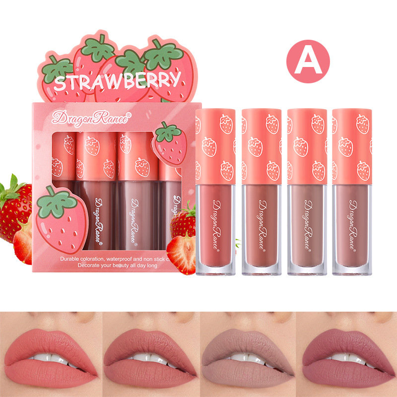 Velvet Matte Lip Gloss Set Non-Stick, Long-Lasting, Fruit Scented Lip Tint for Smooth Lightweight Wear