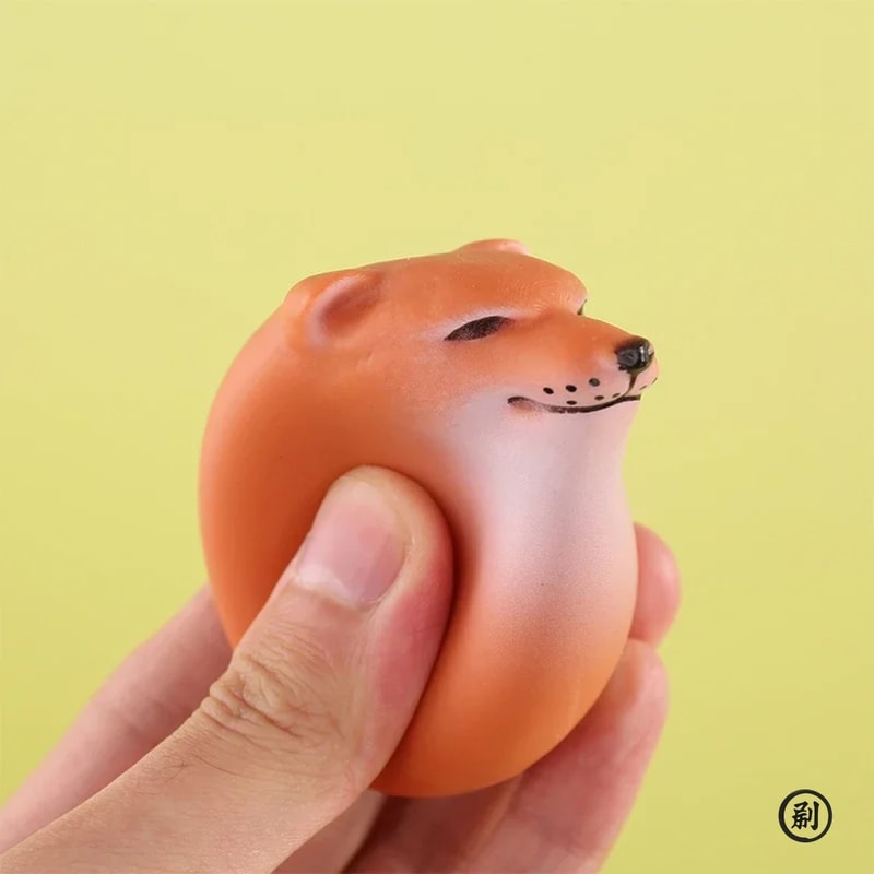 Shiba Inu PVC Desk Decor Realistic Egg Shaped Dog Sculpture for Home Office