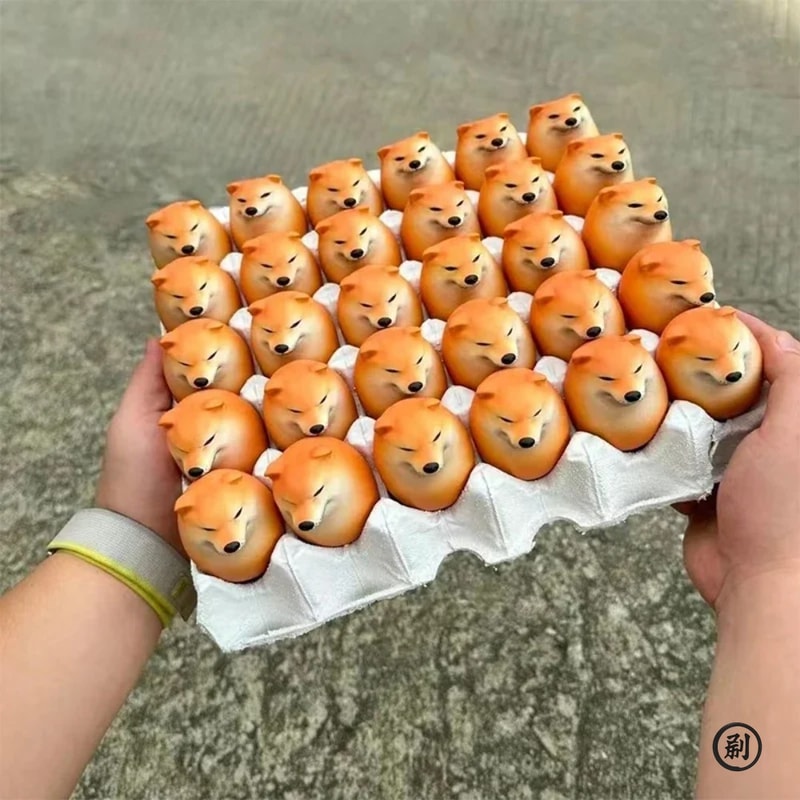 Shiba Inu PVC Desk Decor Realistic Egg Shaped Dog Sculpture for Home Office