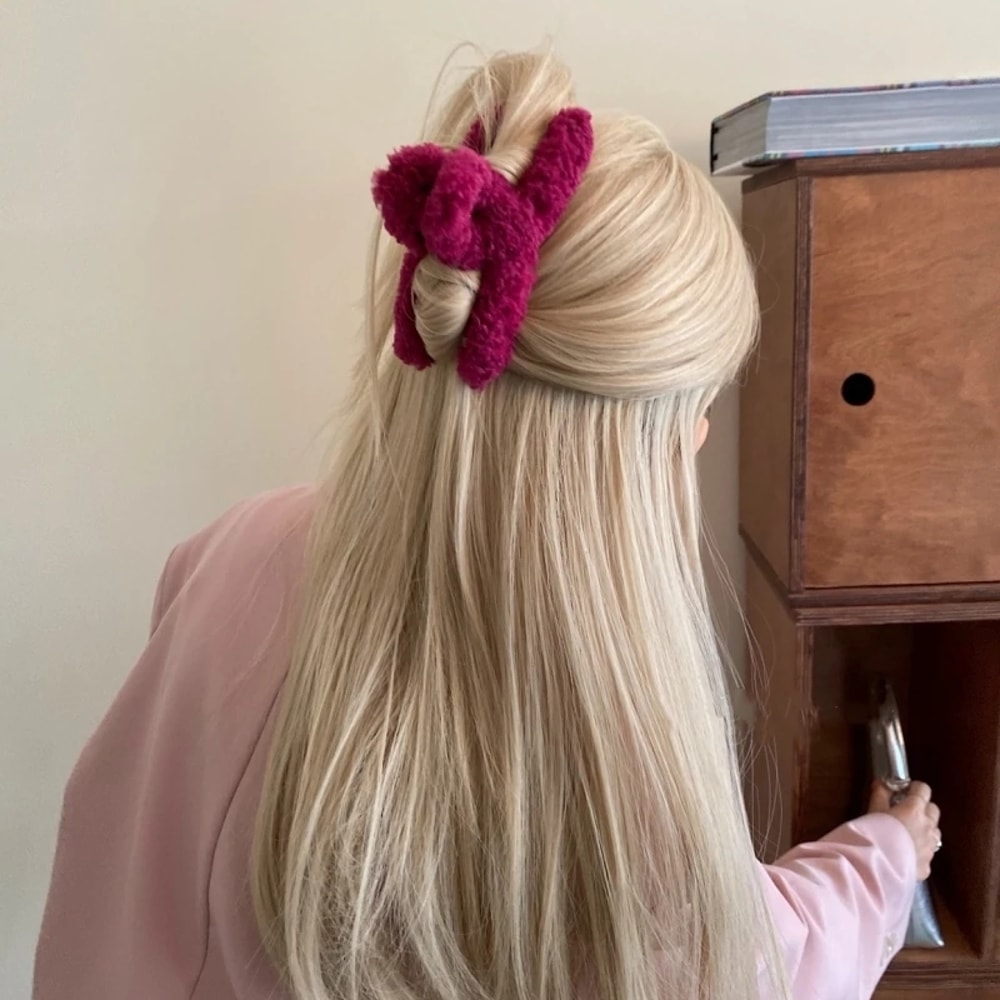 Elegant Plush Hair Clip Claw Extra Large Fashion Hair Accessory For Girls 4