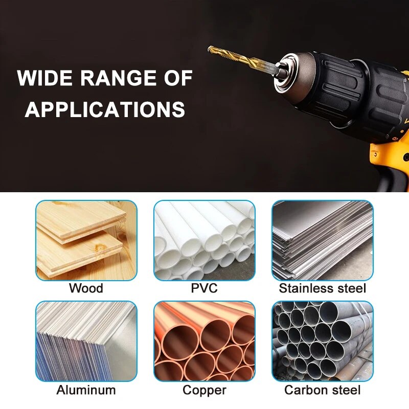 High-Speed Steel Titanium-Plated Tap and Drill Set Integrated Machine Tap for Precision Chamfering and Drilling