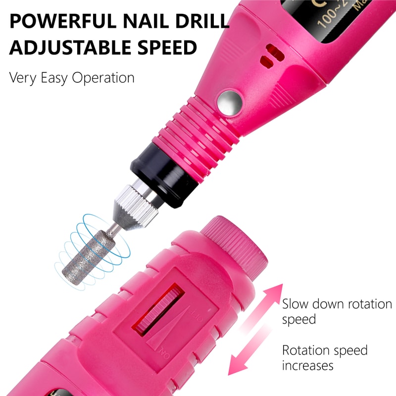 Electric Nail Drill Set for Manicures Pedicures Gel Polish Remover Nail Sander with Powerful Functions