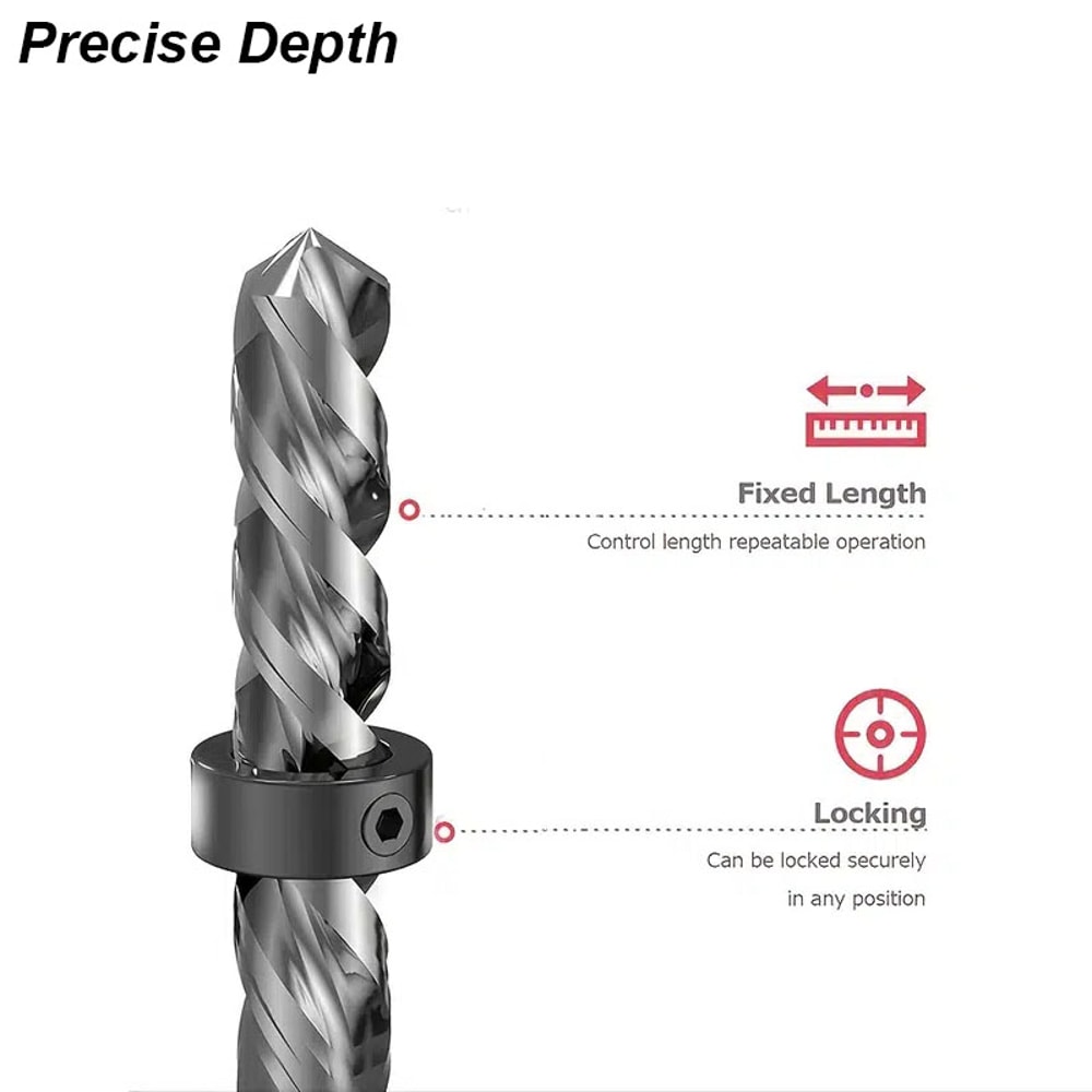 Adjustable Drill Stopper Collar Set For Precision Depth Control Woodworking Tool With Limit Positio 4