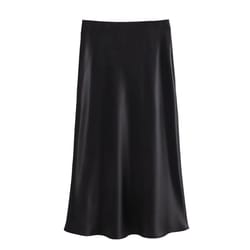 elegant high-waist satin skirt summer midi skirt for women office casual wear