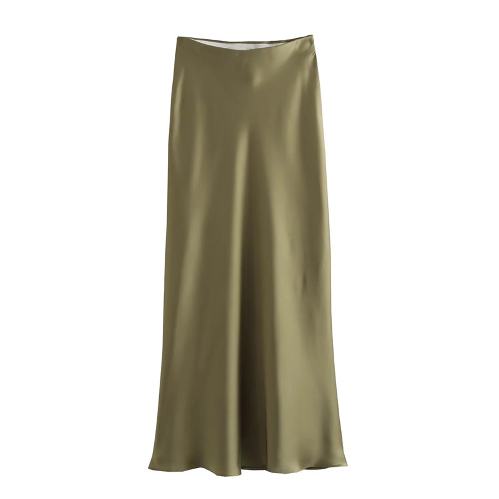 Elegant HighWaist Satin Skirt Summer Midi Skirt For Women Office Casual Wear 4