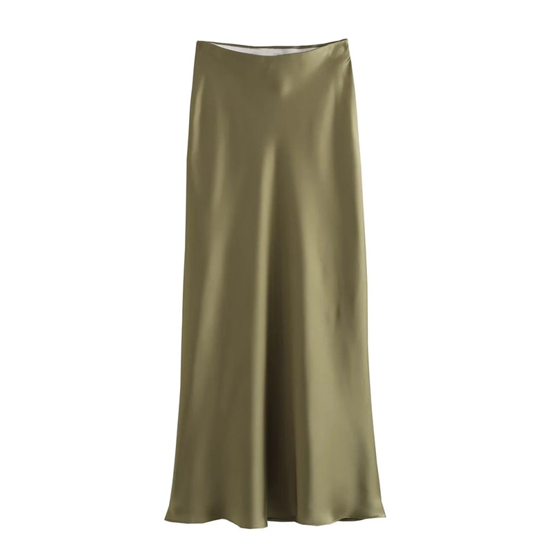 Elegant HighWaist Satin Skirt Summer Midi Skirt For Women Office Casual Wear 7