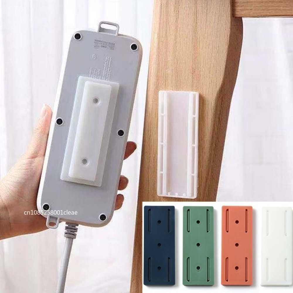 Wall-Mount Power Strip Holder Self-Adhesive Cable Organizer for Extension Leads, Plugs, and Wires