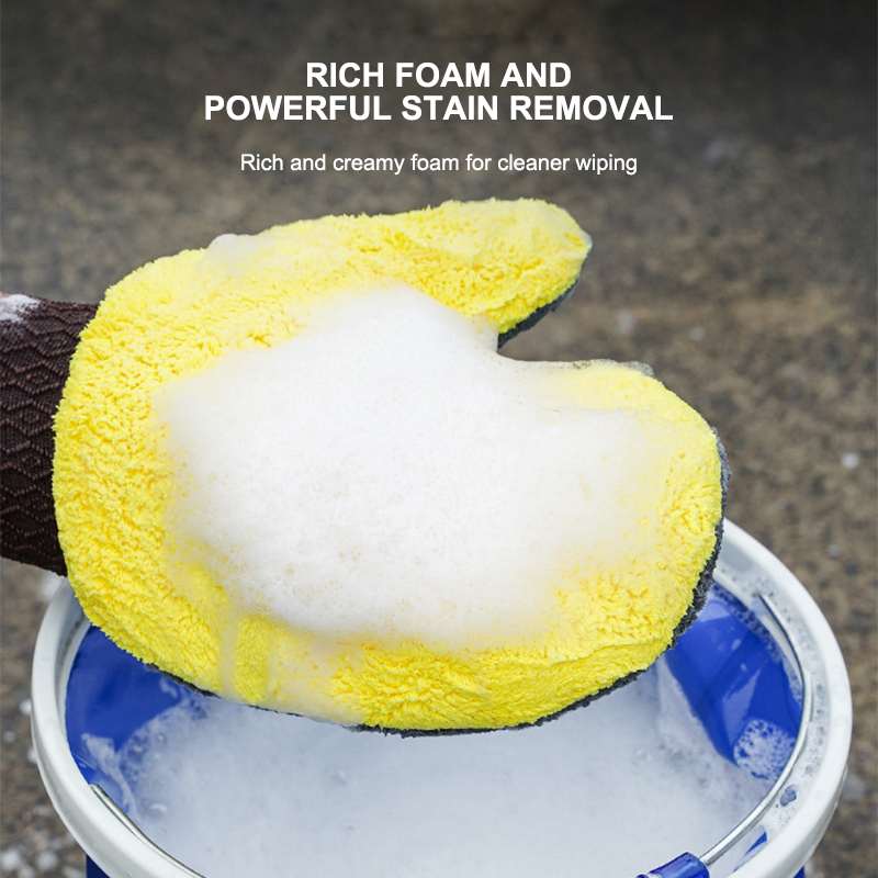Double-Faced Coral Fleece Car Wash Glove Auto Cleaning Mitt for Window, Door Glass Paint Care