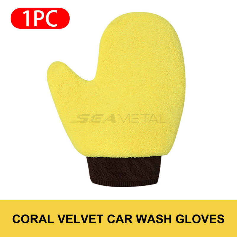 Double-Faced Coral Fleece Car Wash Glove Auto Cleaning Mitt for Window, Door Glass Paint Care