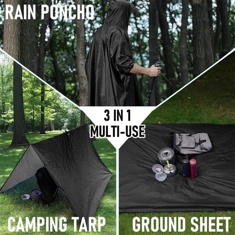 Waterproof Outdoor Military Poncho Raincoat With Hood For Motorcycle Hiking And Camping 2