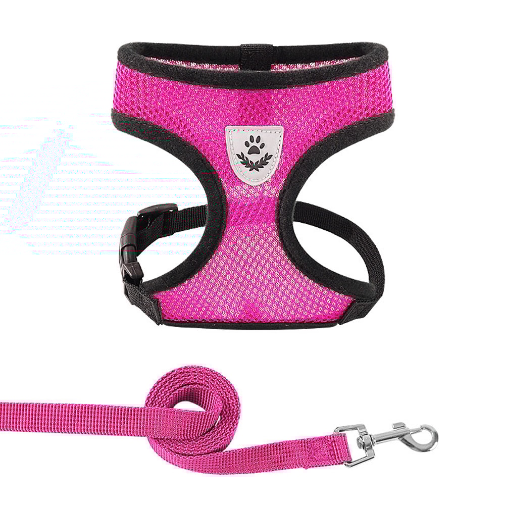 Reflective Adjustable Pet Harness for Small Dogs and Cats Breathable Polyester Mesh Vest with Leash