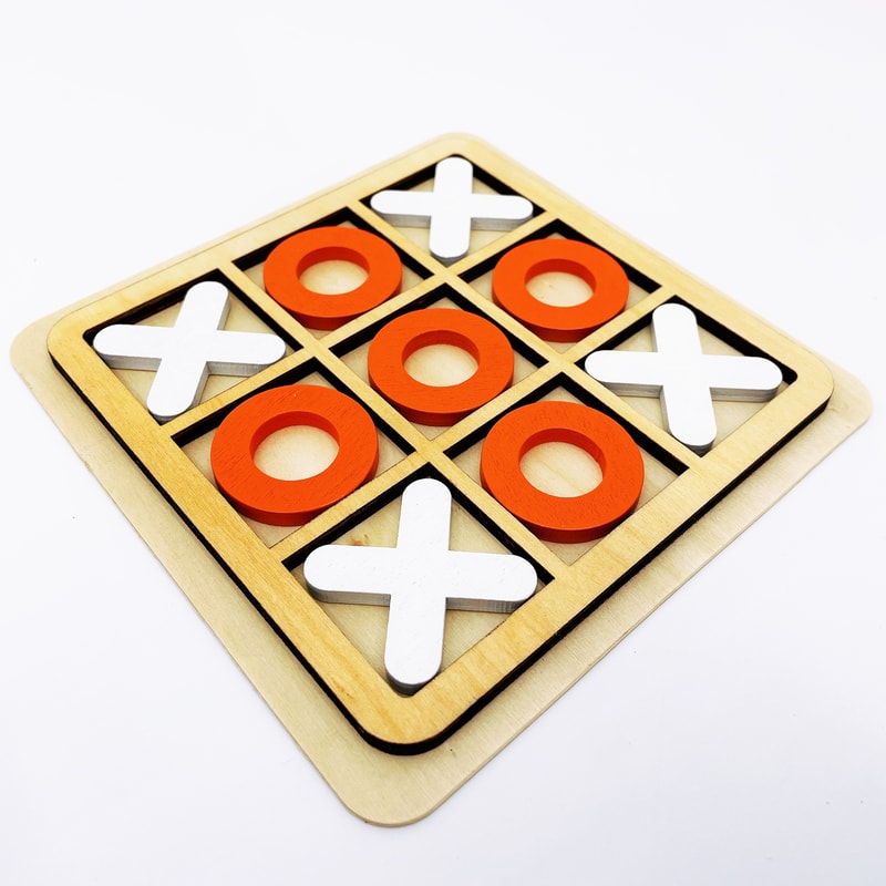 Premium Wooden Tic Tac Toe Board Game Classic Family Game Night Portable Travel Game for Kids and Adults