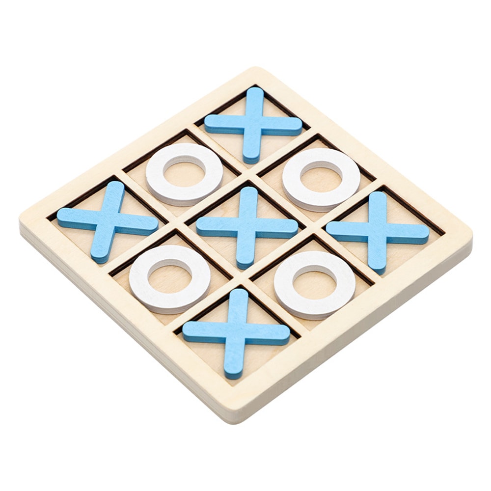 Premium Wooden Tic Tac Toe Board Game Classic Family Game Night Portable Travel Game for Kids and Adults