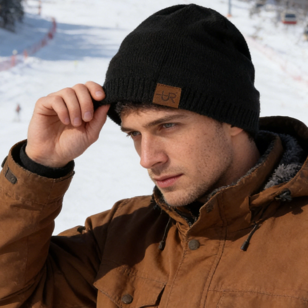 Unisex Fur Lined Winter Beanie Hat Warm Knit Hat For Cold Weather 3
