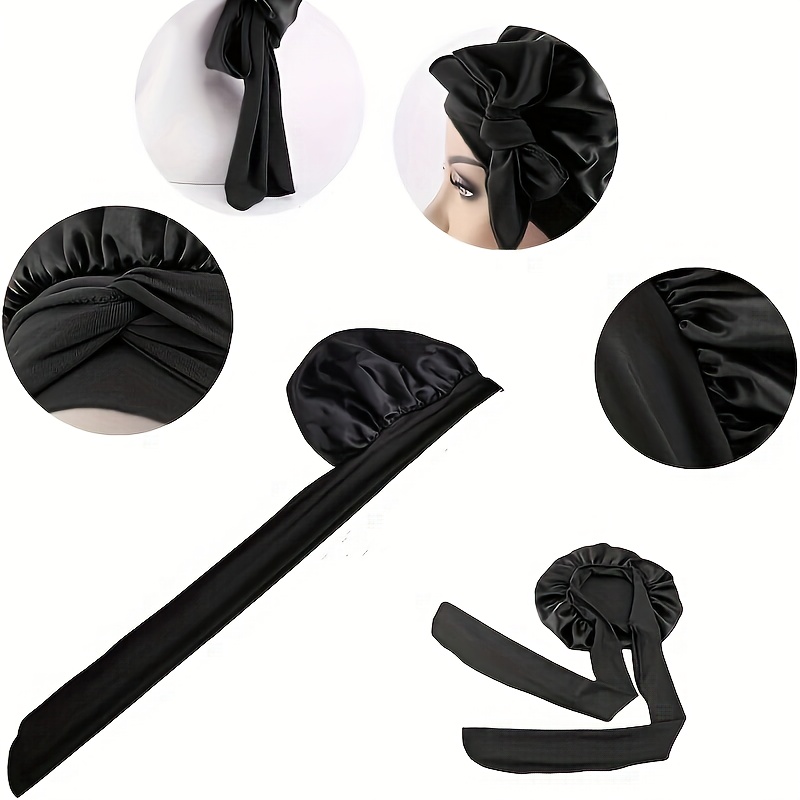Luxury Satin Sleep Bonnet with Adjustable Tie Hair Protection Sleep Cap for Night Hair Care Curly Hair