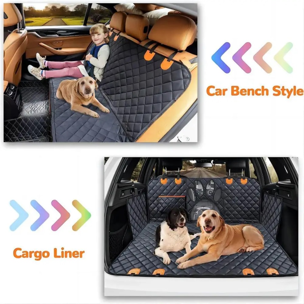 Premium Waterproof Dog Car Hammock with Mesh Window Side Zipper