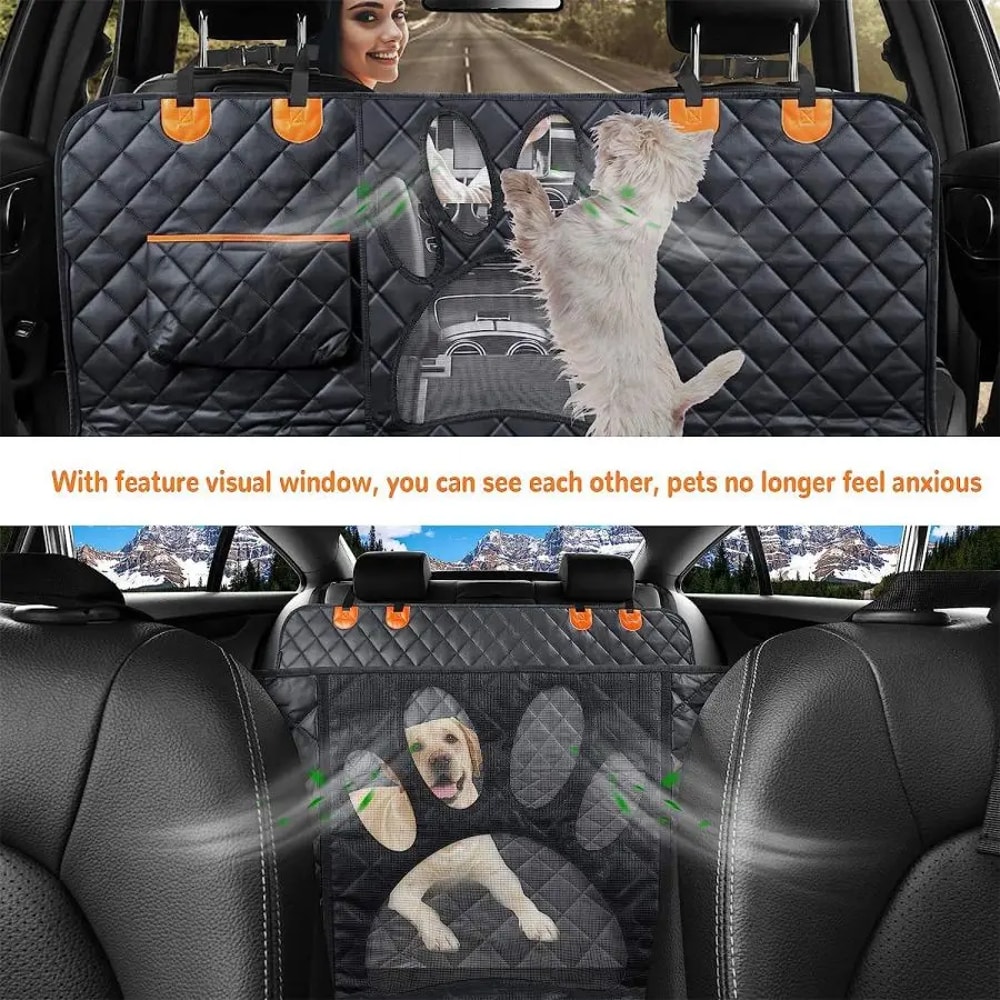 Premium Waterproof Dog Car Hammock with Mesh Window Side Zipper