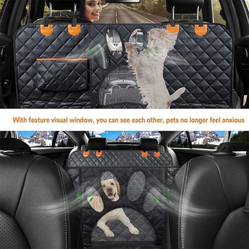 Premium Waterproof Dog Car Hammock with Mesh Window Side Zipper
